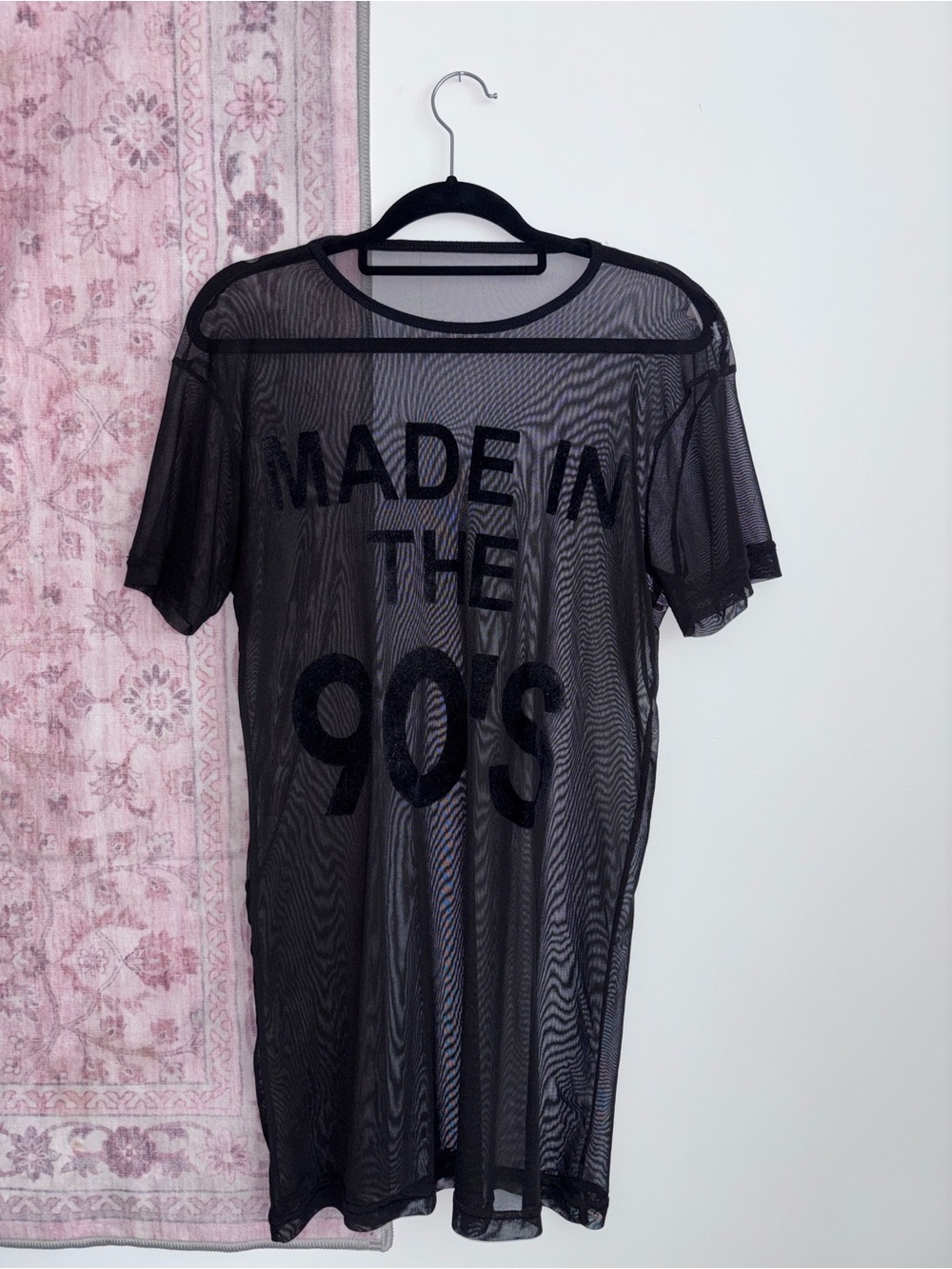 Moschino Black Sheer Mesh 'Made in the 90s' T-Shirt